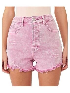 WE THE FREE CRVY High-Rise Distressed Denim Shorts